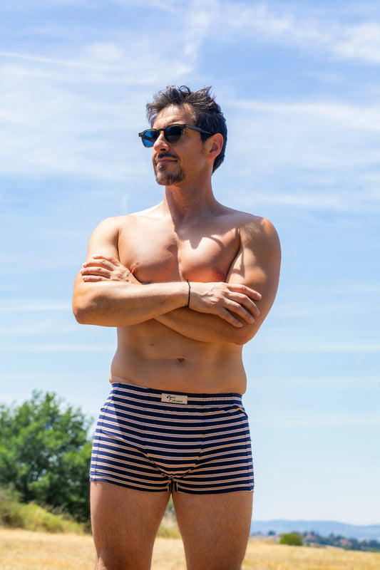 Boxer rayé homme en coton biologique Peau Ethique