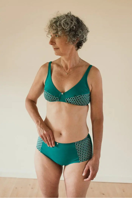 Boxer coton biologique vert Nina