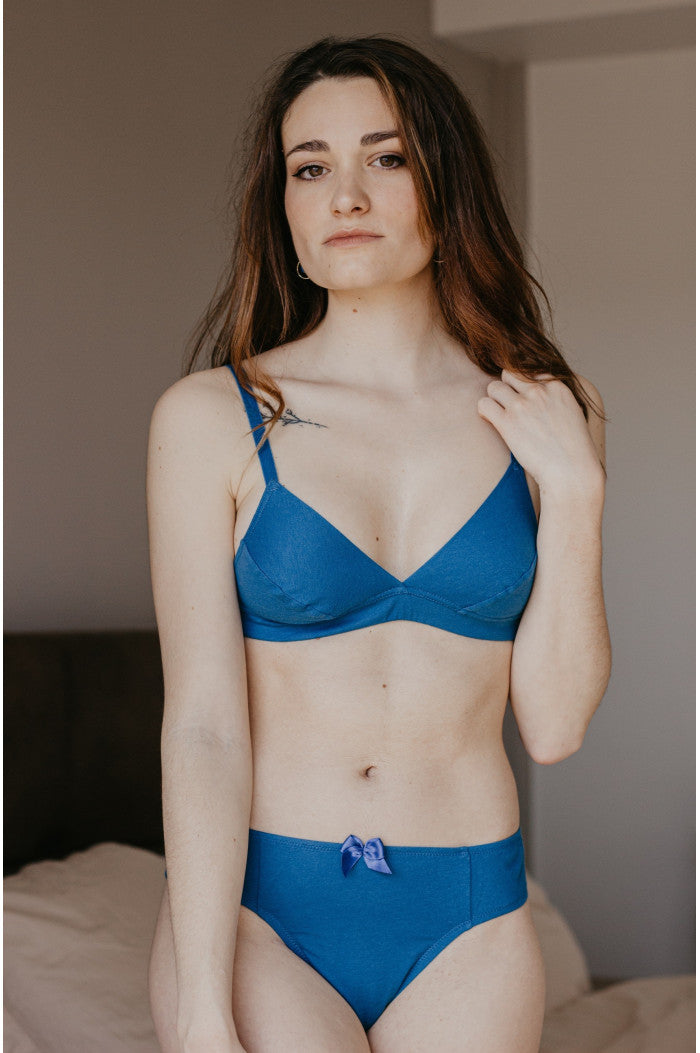 Slip bleu coton biologique