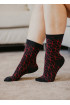 Chaussettes coton biologique noires losange rouge, chaussettes bio, chaussettes coton, chaussettes femme, chaussettes homme
