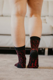 Chaussettes coton biologique noires losange rouge, chaussettes bio, chaussettes coton, chaussettes femme, chaussettes homme