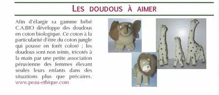 Les doudous font la Une Peau Ethique