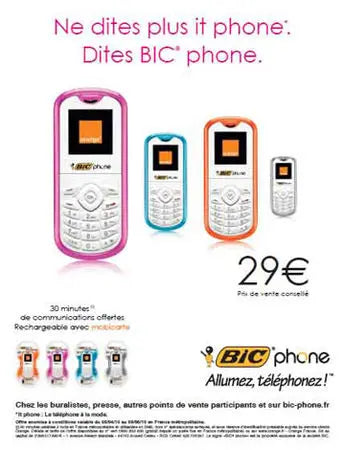 Le Bic phone ou l’air du téléphone portable jetable prêt à l’emploi ! Peau Ethique