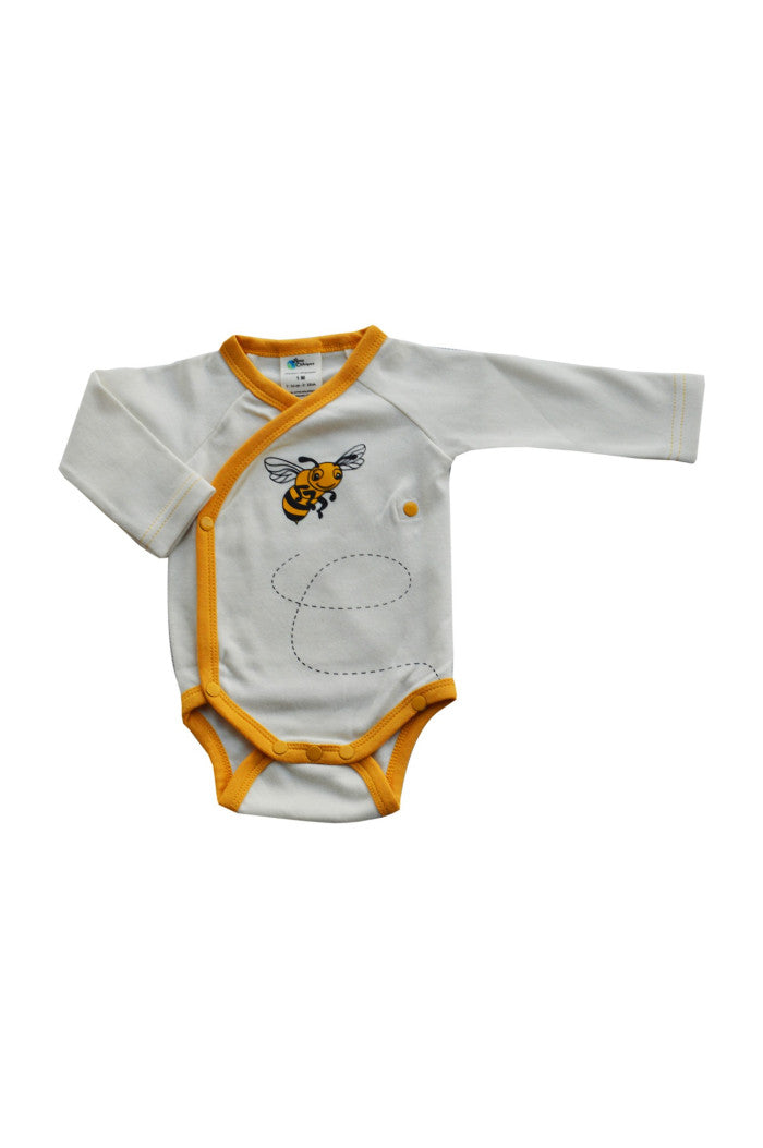 Body Bébé Croisé Manches Longues Abeille, body kimono, body maya l'abeille. 