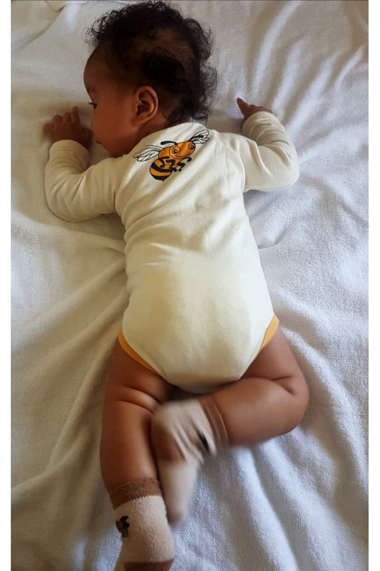 Body Bébé Croisé Manches Longues Abeille, body kimono, body maya l'abeille. 