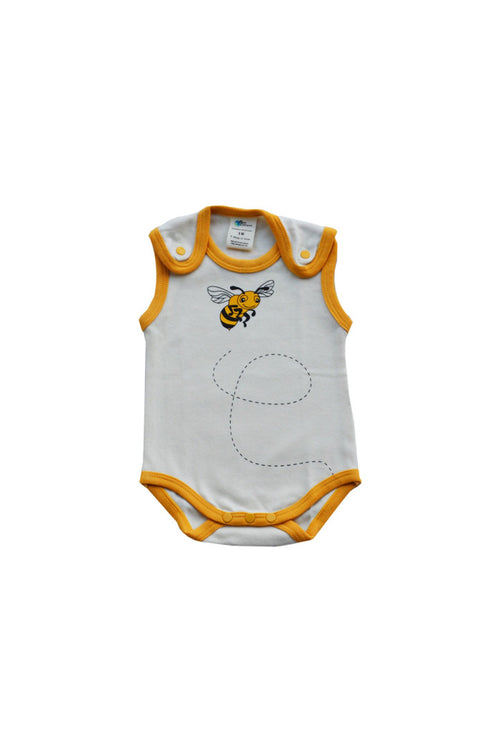 Body Bébé Sans Manche Abeille en coton bio, body sans manche, body bio, body abeille, body maya