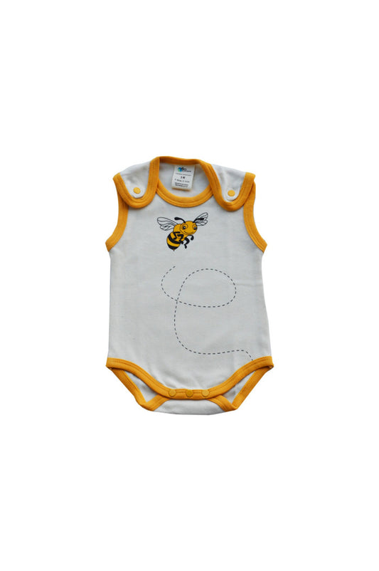 Body Bébé Sans Manche Abeille en coton bio, body sans manche, body bio, body abeille, body maya