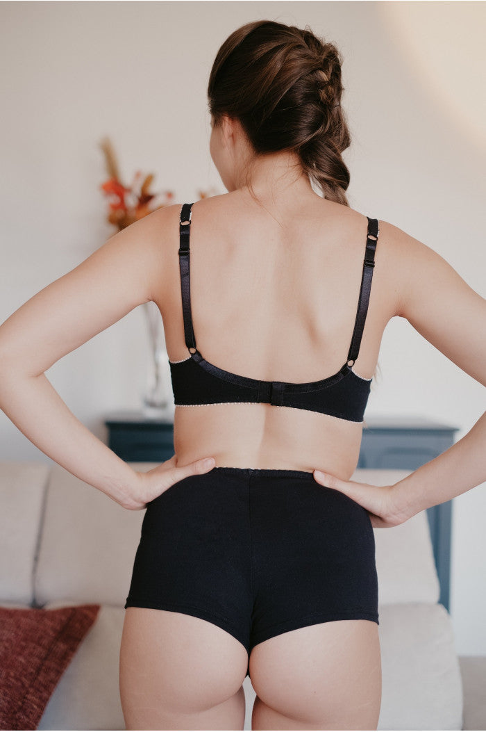 Boxer femme élégance coton bio Noir