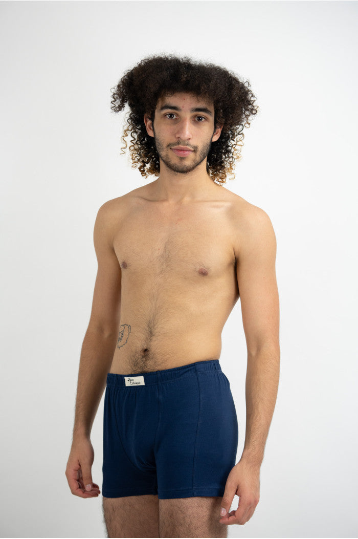 Boxer Homme en coton biologique, sous-vêtement homme, meilleur boxer, boxer homme Peau-Ethique, boxer bleu, boxer confort