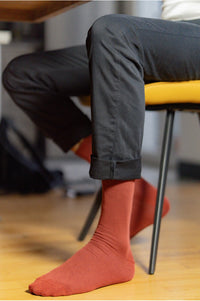 chaussettes homme, chaussettes rouge, chaussettes de ville, chaussettes bio, chaussette classe