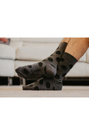 Chaussettes à pois gris et noir en coton biologique pour homme