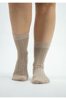 chaussettes cotelées beige, chaussettes bio, chaussettes homme, chaussettes femme, chaussettes mocassin, chaussettes derby