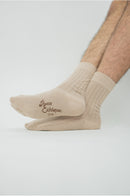 chaussettes cotelées beige, chaussettes bio, chaussettes homme, chaussettes femme, chaussettes mocassin, chaussettes derby