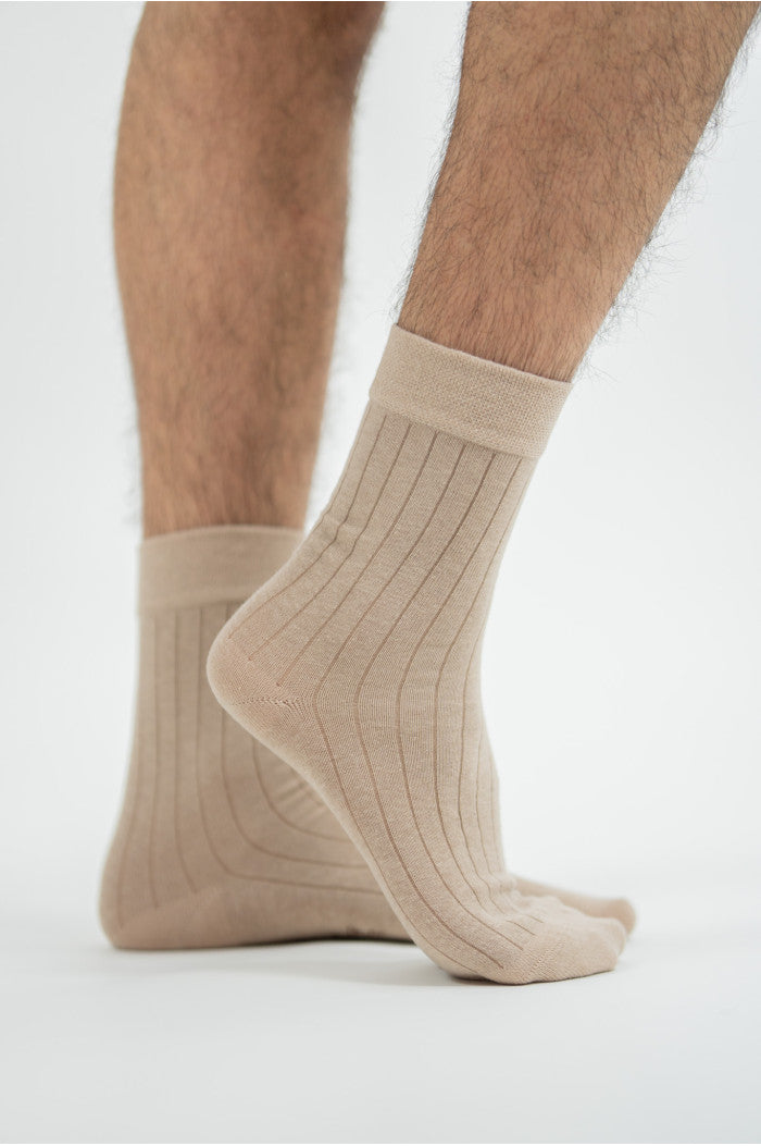 chaussettes cotelées beige, chaussettes bio, chaussettes homme, chaussettes femme, chaussettes mocassin, chaussettes derby