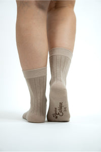 chaussettes cotelées beige, chaussettes bio, chaussettes homme, chaussettes femme, chaussettes mocassin, chaussettes derby