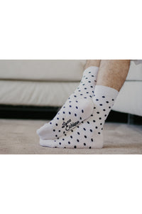 Chaussettes blanc pois noir