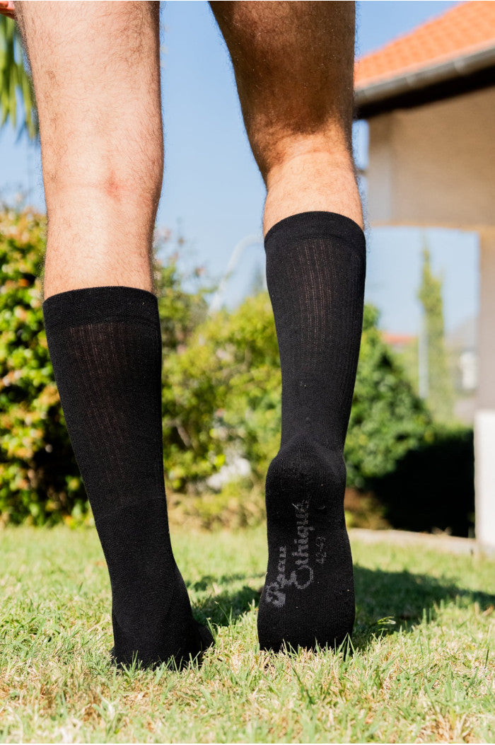 Chaussettes bouclettes coton biologique, chaussette de sport, chaussettes noires