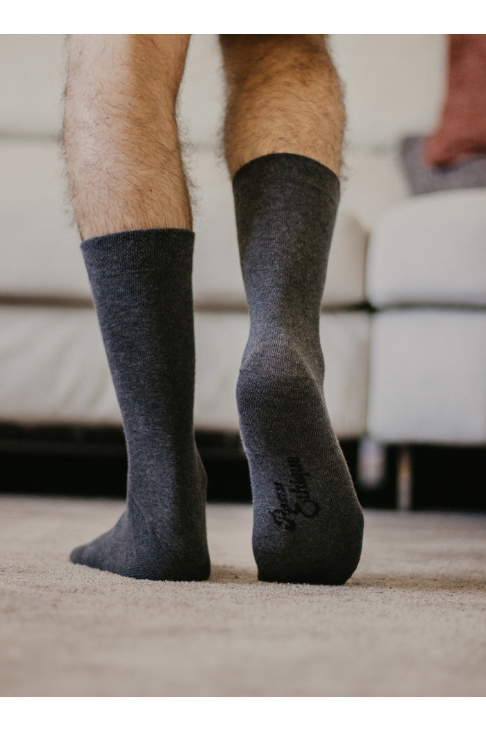 Chaussettes en coton biologique, chaussettes homme, chaussettes grise