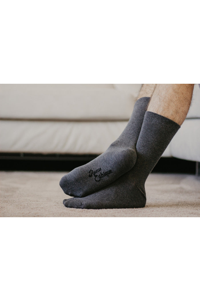 Chaussettes en coton biologique, chaussettes homme, chaussettes grise