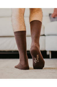 Chaussettes en coton biologique, chaussettes homme, chaussettes sans elastique, chaussettes marron, chaussettes coton
