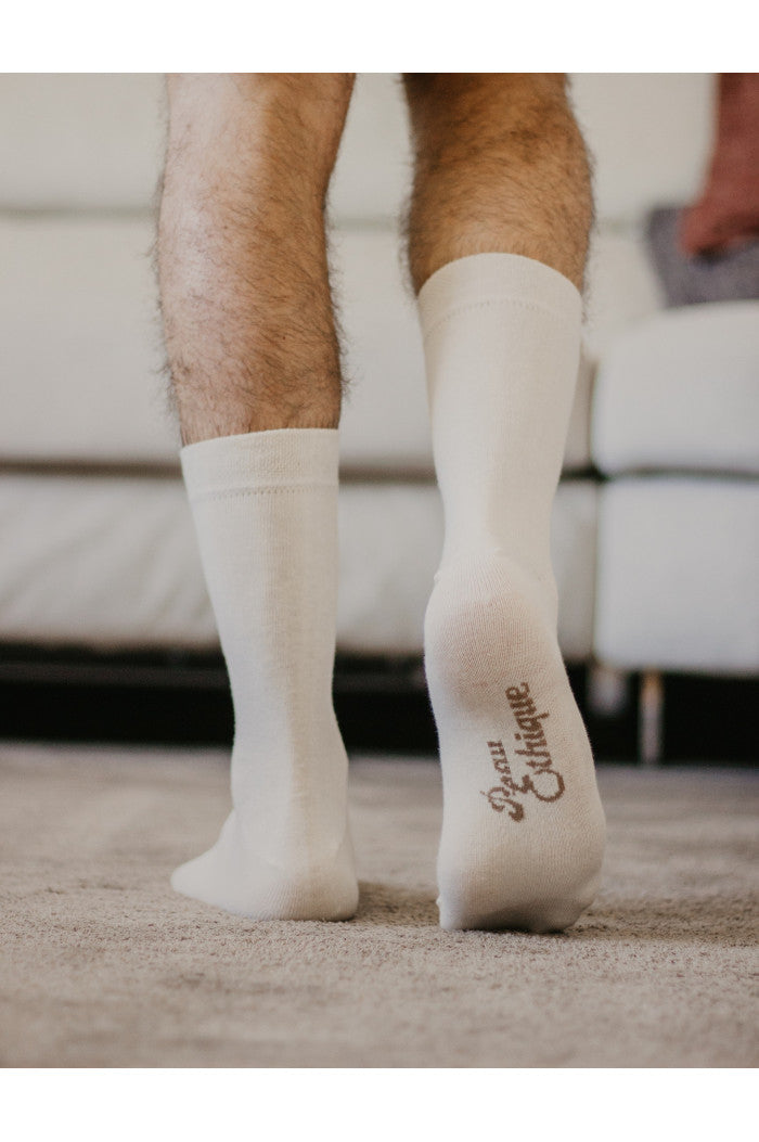 Chaussettes Ecru, chaussettes non teintees, chaussettes bio, chaussettes coton, chaussettes nature