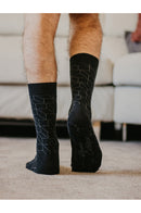 Chaussettes coton bio noires losanges gris, chaussettes coton homme, chaussettes coton femme, chaussettes bio