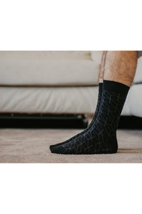Chaussettes coton bio noires losanges gris, chaussettes coton homme, chaussettes coton femme, chaussettes bio