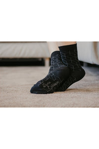 Chaussettes coton bio noires losanges gris, chaussettes coton homme, chaussettes coton femme, chaussettes bio