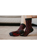 Chaussettes coton biologique noires losange rouge, chaussettes bio, chaussettes coton, chaussettes femme, chaussettes homme