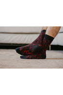 Chaussettes coton biologique noires losange rouge, chaussettes bio, chaussettes coton, chaussettes femme, chaussettes homme