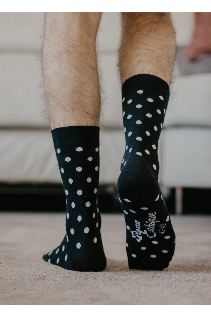 Chaussettes pois noir/blanc