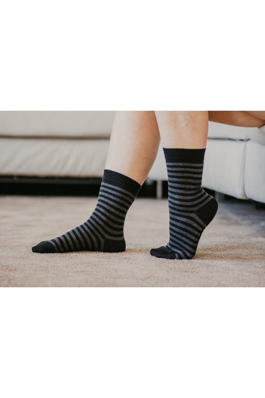 Chaussettes rayées coton bio, chaussettes homme, chaussettes femme, chaussettes grise, chaussettes noir