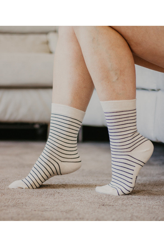 Chaussettes Rayées, chaussettes ecru, chaussettes bio, chaussettes coton, chaussettes femme, chaussettes homme