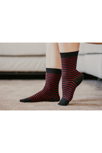 Chaussettes coton, chaussettes rayées rouge, chaussettes bio, chaussettes homme, chaussettes femme, chaussette qui ne serre pas