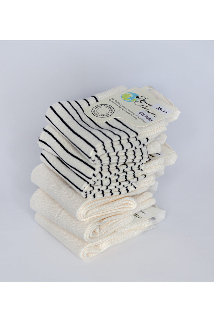 Lot de chaussettes claires, lot de chaussettes coton bio, chaussettes naturel, chaussettes sans elastique