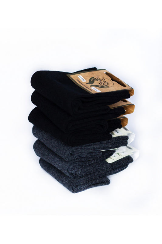 Lot de chaussettes noir/gris, chaussettes coton bio, chaussettes homme, chaussettes femme