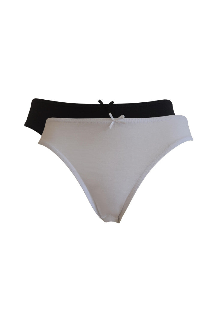Lot Slip Noir et Blanc coton bio, lot slip femme pur coton