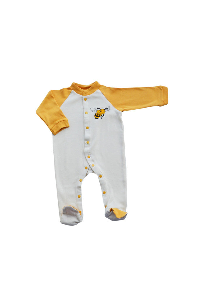 Pyjama Abeille Coton Bio, dors bien, pyjama bio, pyjama bébé, pyjama écru