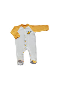 Pyjama Abeille Coton Bio, dors bien, pyjama bio, pyjama bébé, pyjama écru