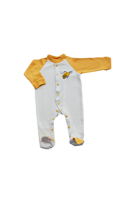 Pyjama Abeille Coton Bio, dors bien, pyjama bio, pyjama bébé, pyjama écru