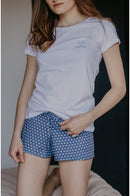 short de nuit en coton biologique pour femme, pyjama court