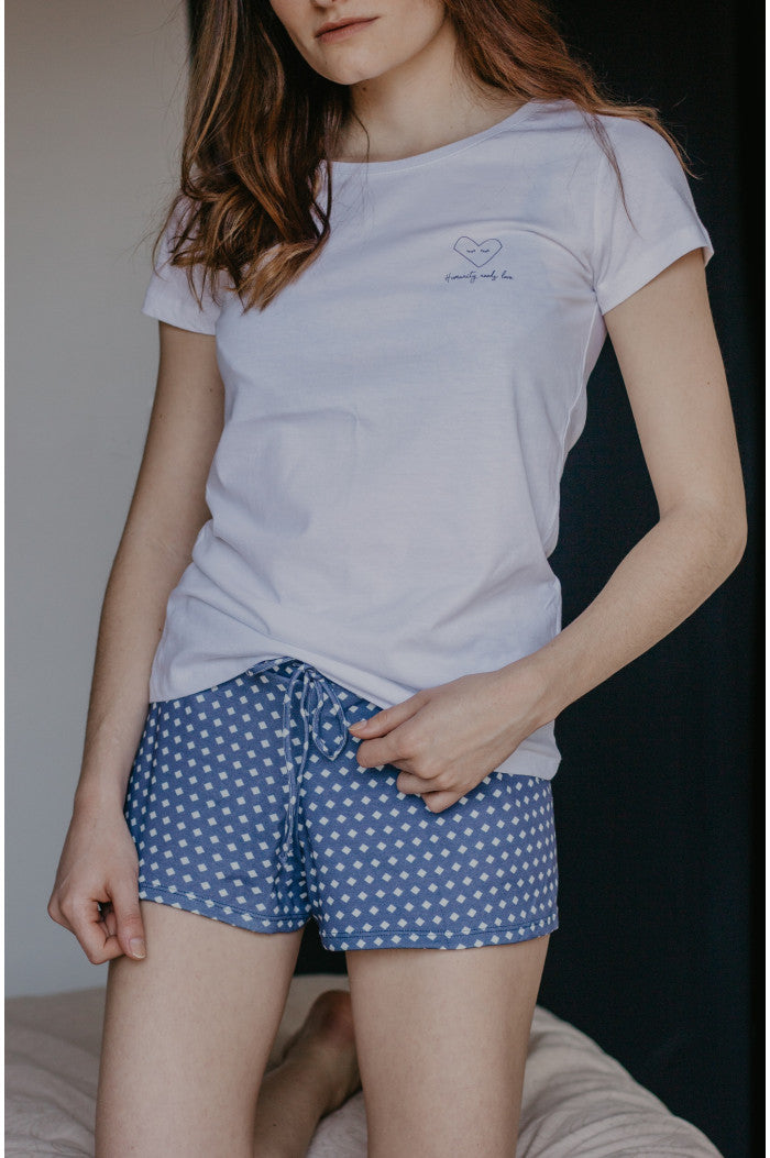 short de nuit en coton biologique pour femme, pyjama court