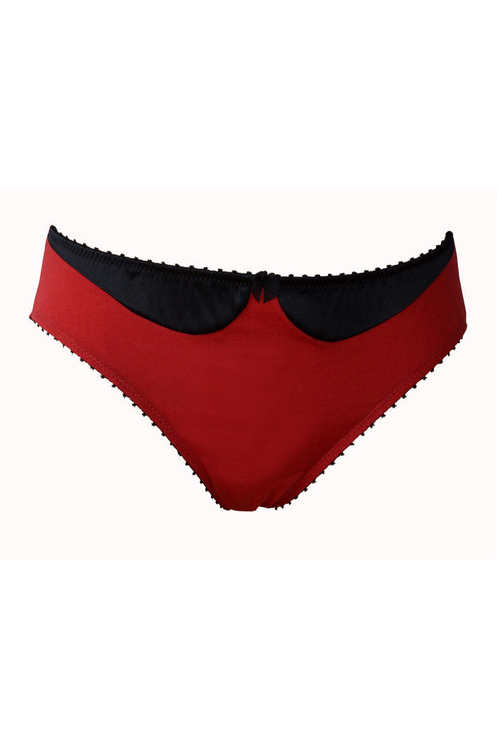 Slip rouge, slip coton, slip bio, slip coton soie, slip soie rouge