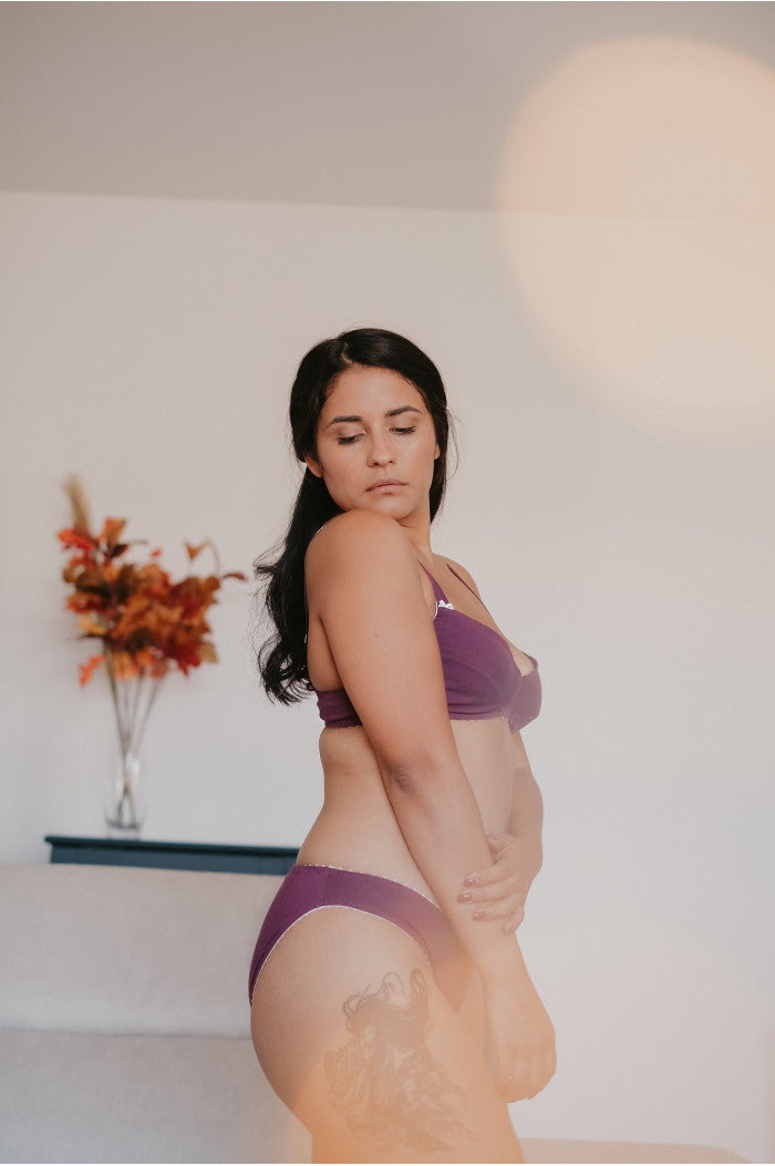 Slip femme élégance coton bio Prune