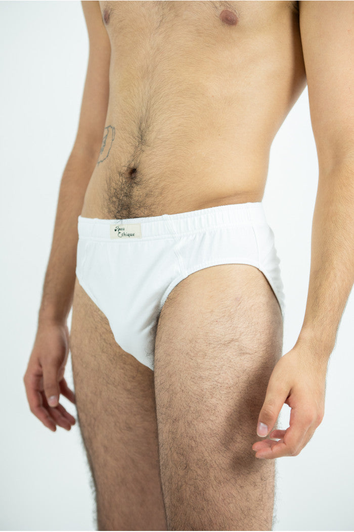 Slip homme coton biologique, sous-vêtement homme, slip blanc, slip homme