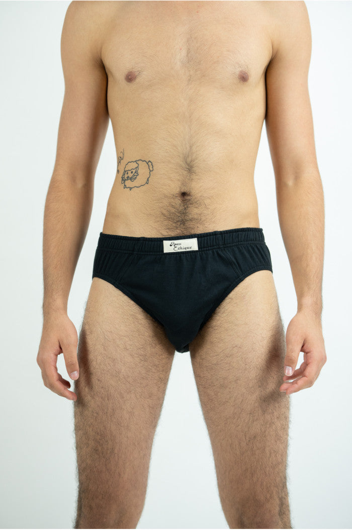 Slip homme coton biologique, sous-vêtement homme, slip noir, slip bio, slip kangourou, homme slip