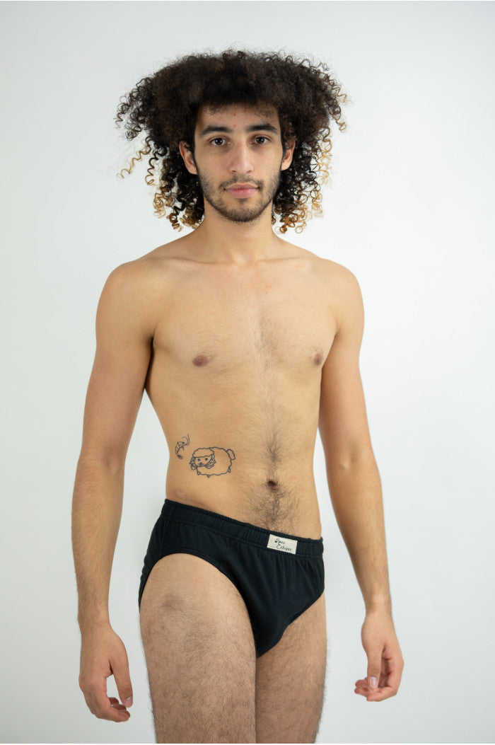 Slip homme coton biologique, sous-vêtement homme, slip noir, slip bio, slip kangourou, homme slip-95