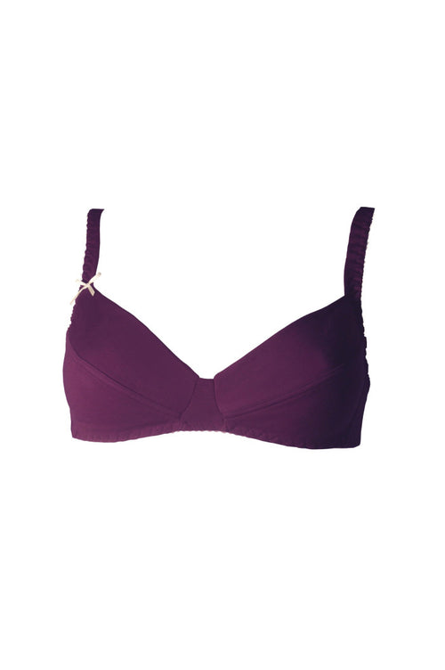 Soutien-gorge sans armatures prune coton bio, soutien-gorge coton bio