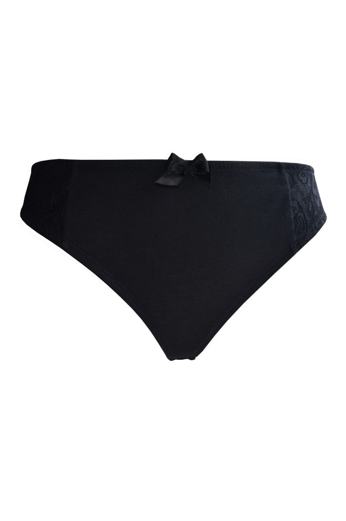 String Sublime Noir, string dentelle, string noir, string coton, string bio