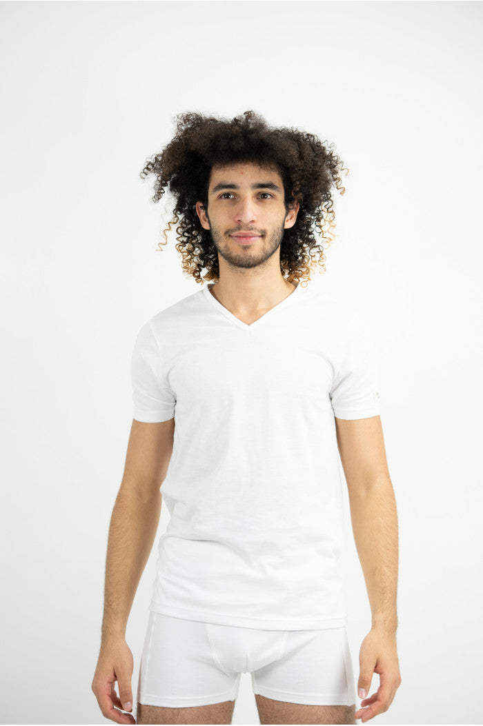 Tee-shirt homme en coton biologique, sous-vêtement homme, tee-shirt blanc